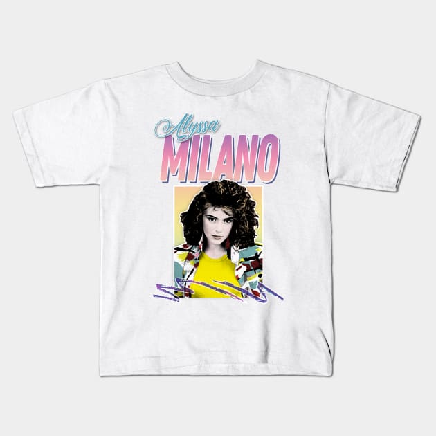 Alyssa Milano / 80s Styled Aesthetic Retro Design Kids T-Shirt by DankFutura